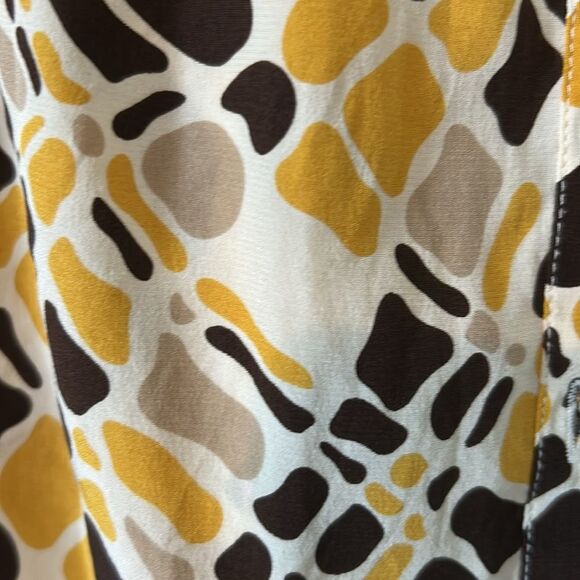 Tory Burch 100% Silk Yellow and Black Ruffled Sleeveless Blouse - Size 10 - Picture 5 of 8